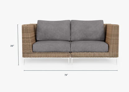 Canapé deux places d'extérieur en osier marron