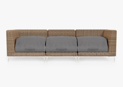 Canapé d'extérieur en osier marron - 3 places