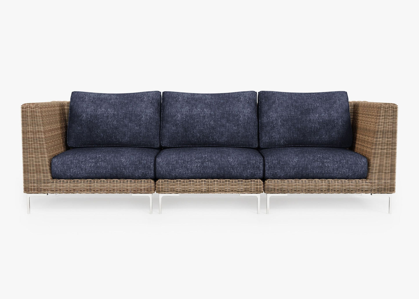 Canapé d'extérieur en osier marron - 3 places