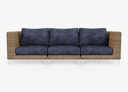 Canapé d'extérieur en osier marron - 3 places