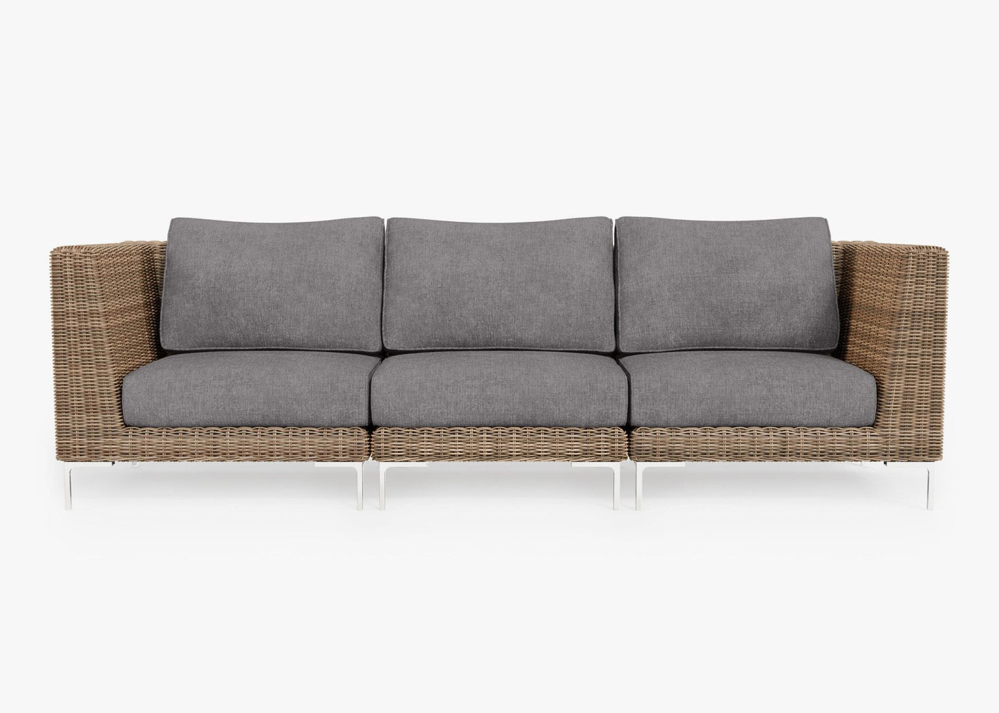 Canapé d'extérieur en osier marron - 3 places