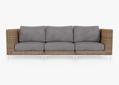 Canapé d'extérieur en osier marron - 3 places