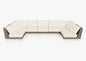 Canapé d'angle d'extérieur en osier marron en forme de U - 7 places