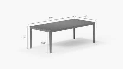 Table de salle à manger rectangulaire d'extérieur en aluminium + 6 chaises de réalisateur en aluminium