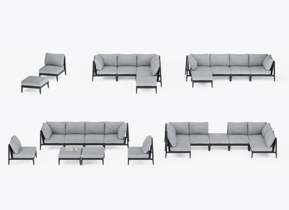 Pouf d'extérieur multifonctionnel en aluminium anthracite