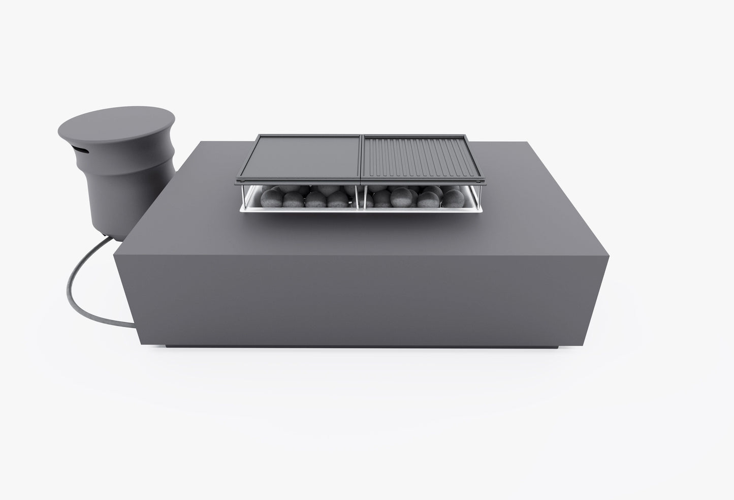 Ensemble de cuisine avec table et foyer en béton + housse pour bouteille de propane - Rectangulaire