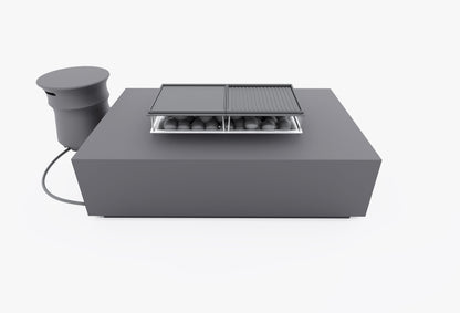 Ensemble de cuisine avec table et foyer en béton + housse pour bouteille de propane - Rectangulaire