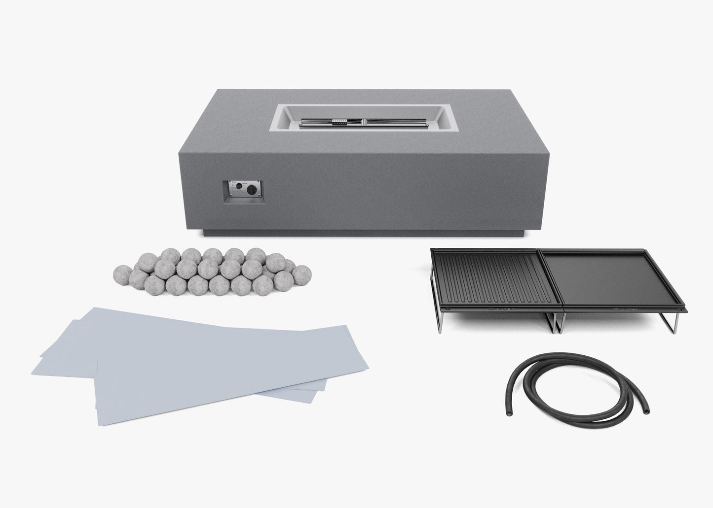 Ensemble table et foyer en béton rectangulaire pour la cuisine