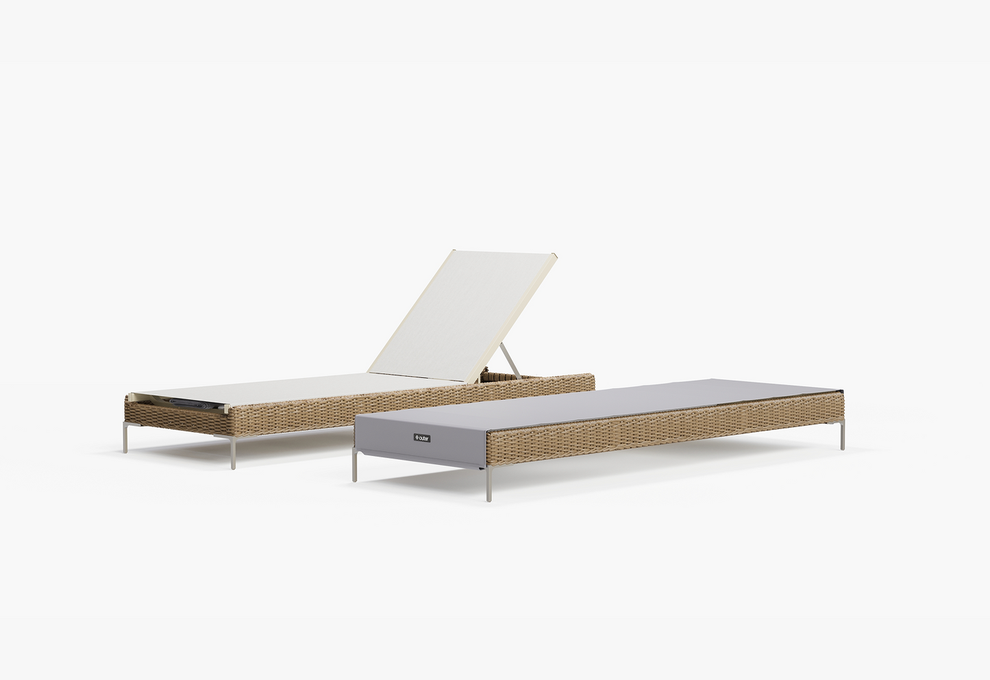 Chaises longues d'extérieur en osier, lot de 2