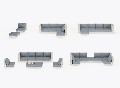 Pouf d'extérieur multifonctionnel en osier tressé ajouré