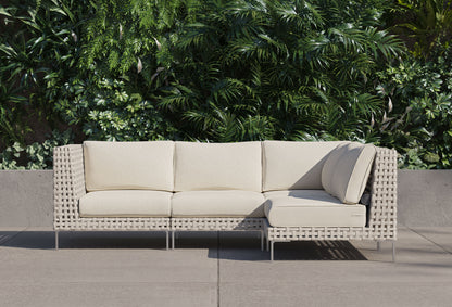Canapé d'angle d'extérieur en résine tressée ajourée - 4 places
