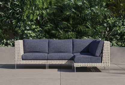Canapé d'angle d'extérieur en résine tressée ajourée - 4 places