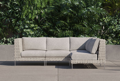 Canapé d'angle d'extérieur en résine tressée ajourée - 4 places