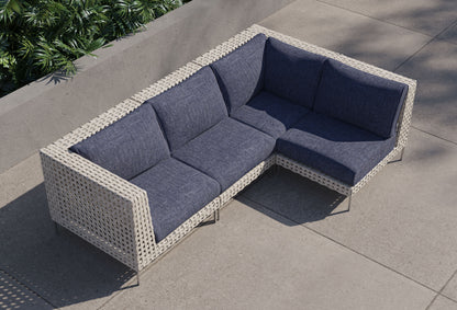 Canapé d'angle d'extérieur en résine tressée ajourée - 4 places
