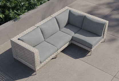 Canapé d'angle d'extérieur en résine tressée ajourée - 4 places