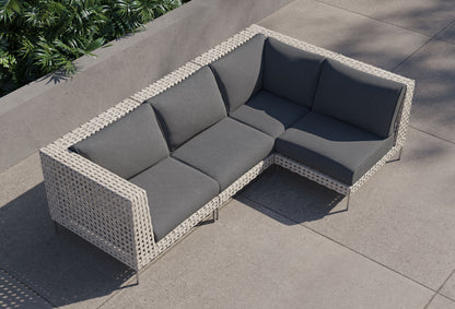 Canapé d'angle d'extérieur en résine tressée ajourée - 4 places