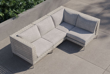 Canapé d'angle d'extérieur en résine tressée ajourée - 4 places