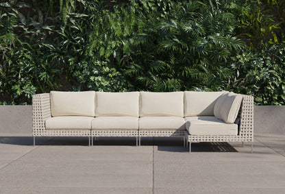 Canapé d'angle d'extérieur en résine tressée ajourée - 5 places