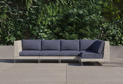 Canapé d'angle d'extérieur en résine tressée ajourée - 5 places