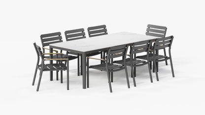 Table de salle à manger d'extérieur OuterStone + 8 fauteuils de salle à manger 595