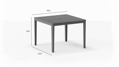 Table de salle à manger carrée d'extérieur en aluminium