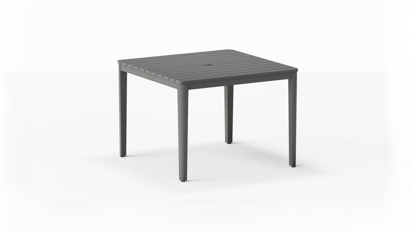 Table de salle à manger carrée d'extérieur en aluminium