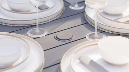 Table de salle à manger carrée d'extérieur en aluminium + 4 chaises de réalisateur en aluminium