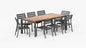 Table de salle à manger extensible d'extérieur en teck et aluminium + 8 chaises sans accoudoirs 595