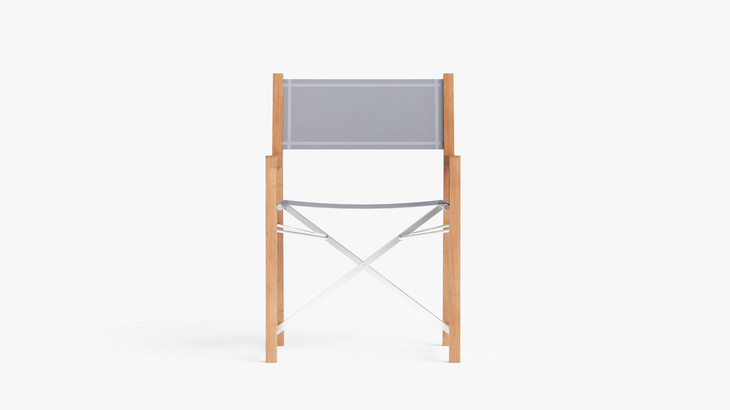 Chaise de directeur de salle à manger extérieure en teck