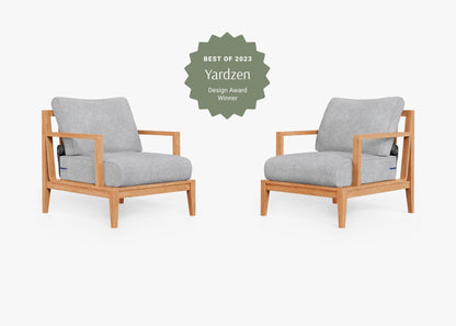 Ensemble de conversation avec fauteuil d'extérieur en teck