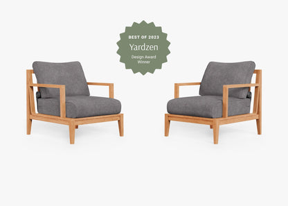 Ensemble de conversation avec fauteuil d'extérieur en teck