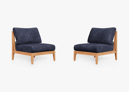 Ensemble de conversation de chaises de jardin sans accoudoirs en teck