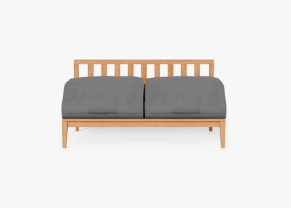 Canapé deux places d'extérieur sans accoudoirs en teck