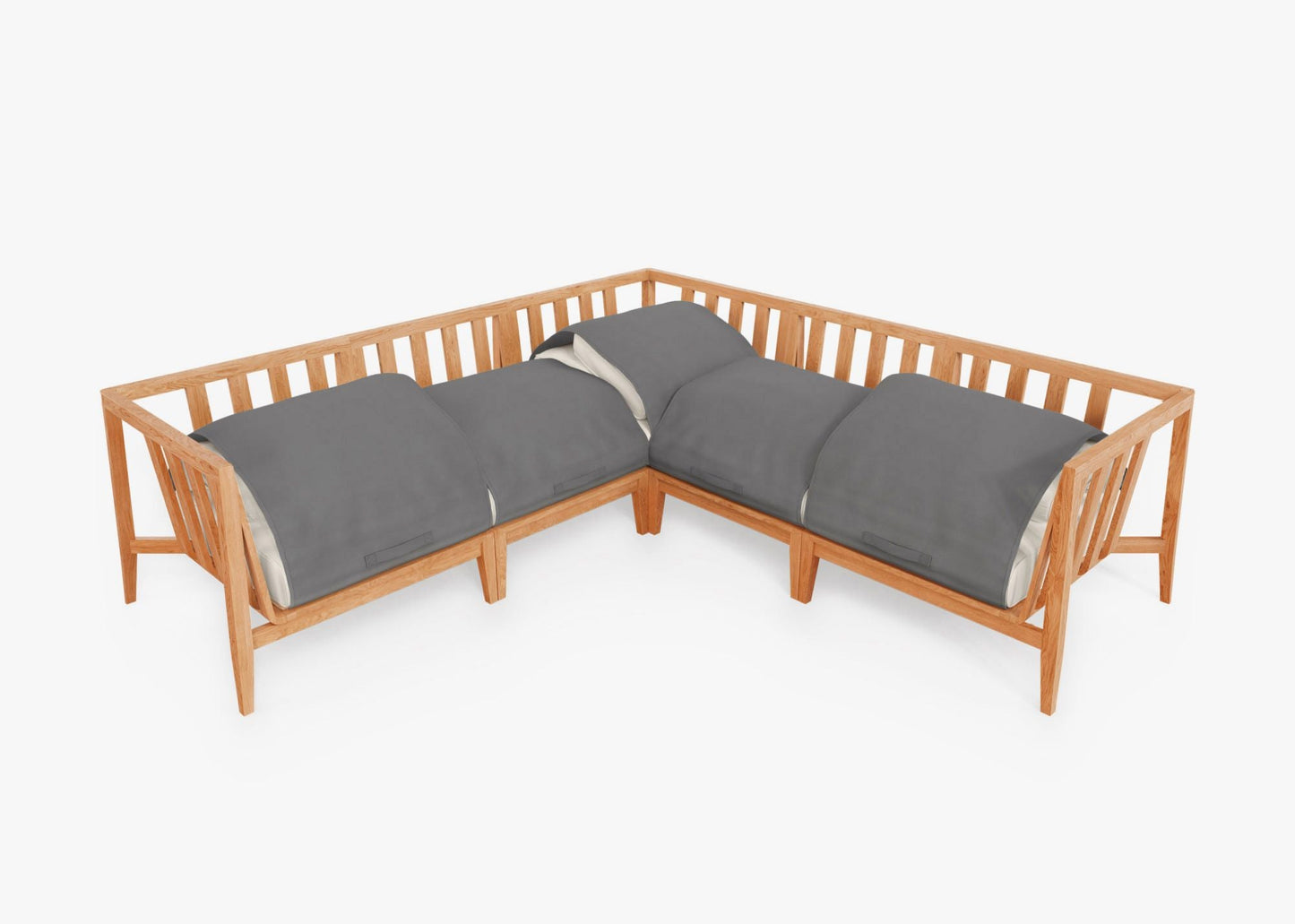 Canapé d'angle d'extérieur en teck - 5 places