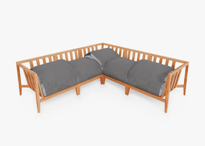 Canapé d'angle d'extérieur en teck - 5 places