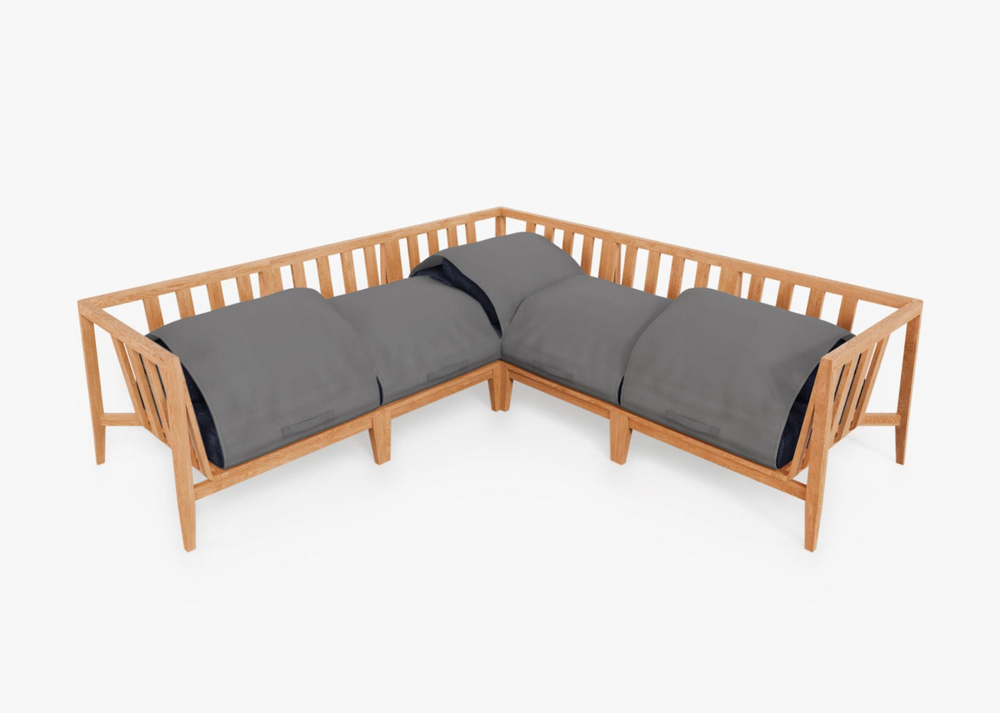 Canapé d'angle d'extérieur en teck - 5 places