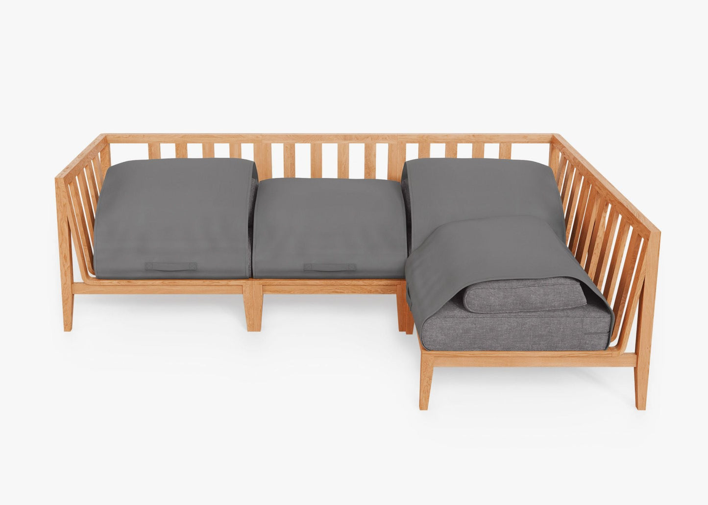 Canapé d'angle d'extérieur en teck - 4 places