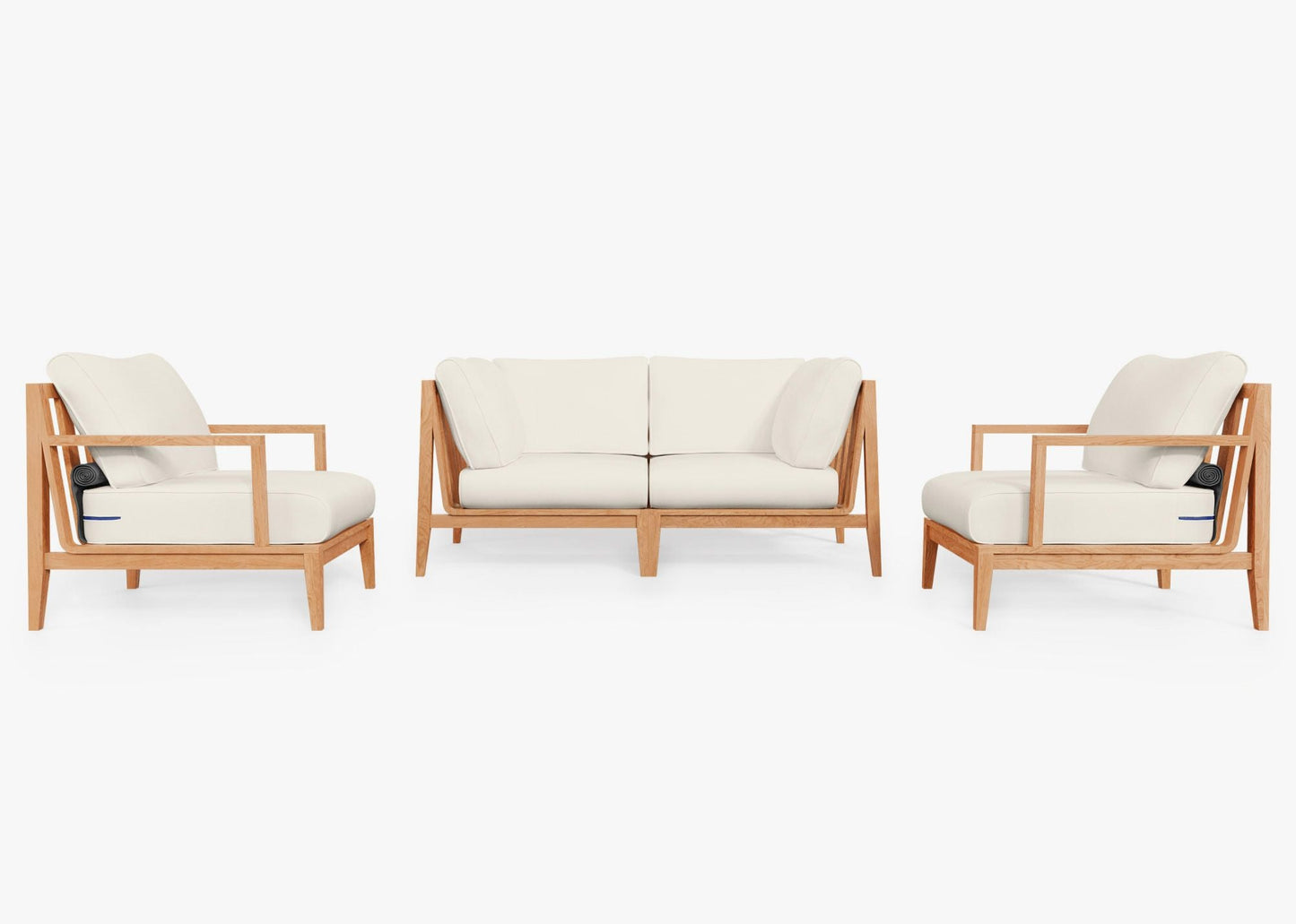 Canapé d'extérieur en teck avec fauteuils - 4 places