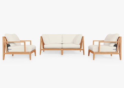 Canapé d'extérieur en teck avec fauteuils - 4 places