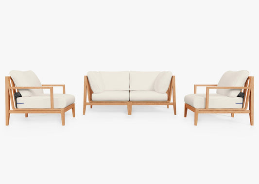 Canapé d'extérieur en teck avec fauteuils - 4 places