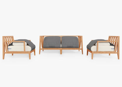 Canapé d'extérieur en teck avec fauteuils - 4 places