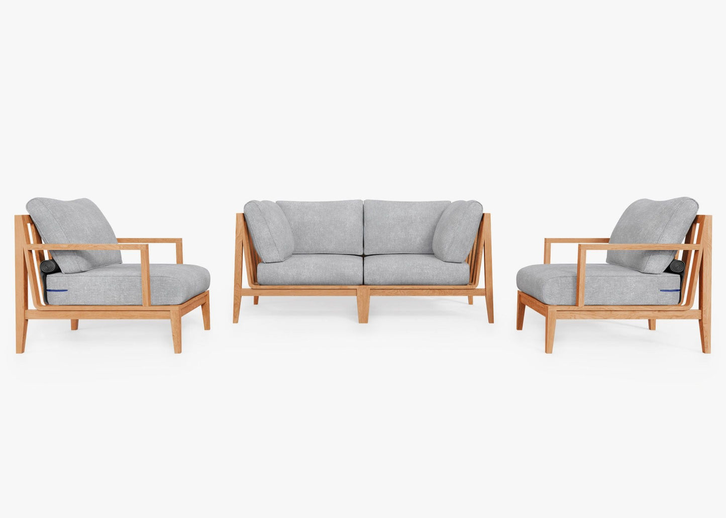 Canapé d'extérieur en teck avec fauteuils - 4 places