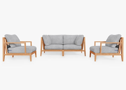 Canapé d'extérieur en teck avec fauteuils - 4 places