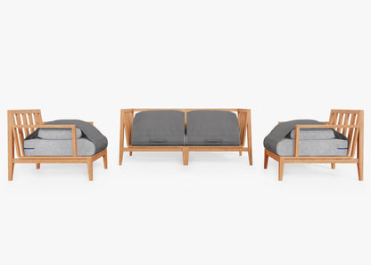 Canapé d'extérieur en teck avec fauteuils - 4 places