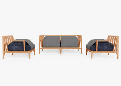 Canapé d'extérieur en teck avec fauteuils - 4 places