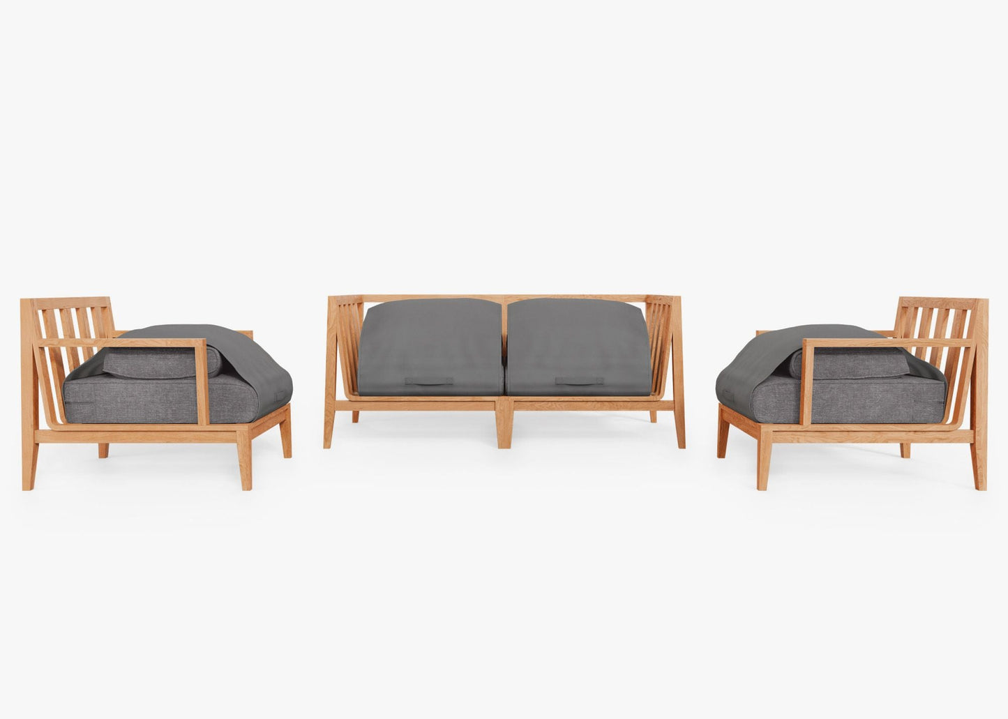 Canapé d'extérieur en teck avec fauteuils - 4 places