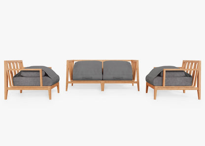 Canapé d'extérieur en teck avec fauteuils - 4 places