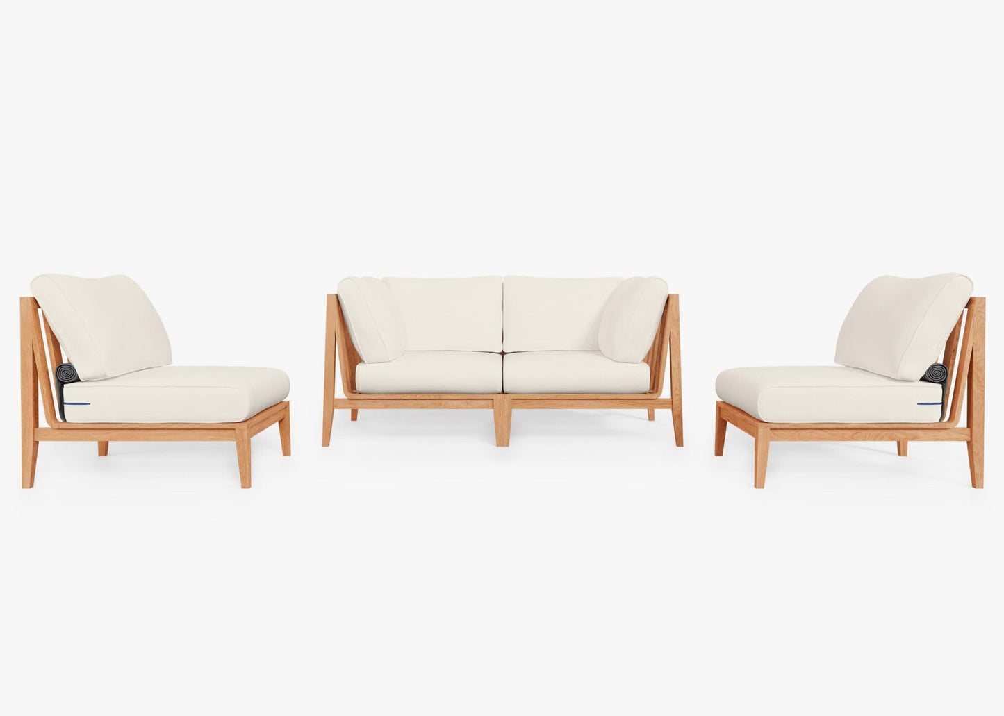 Canapé d'extérieur en teck avec fauteuils sans accoudoirs - 4 places