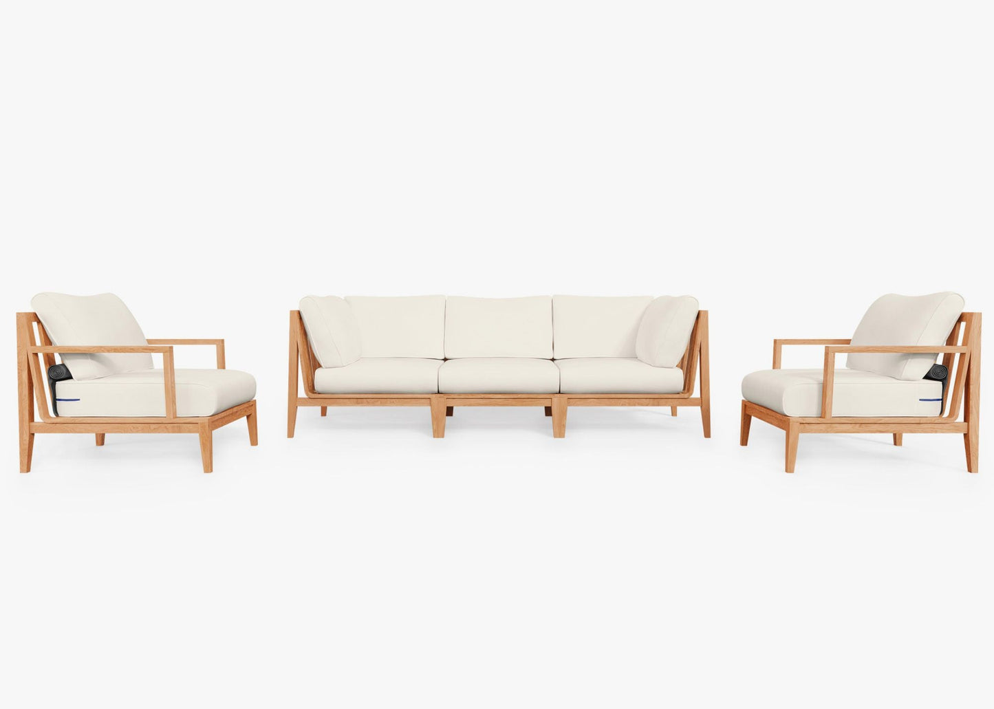 Canapé d'extérieur en teck avec fauteuils - 5 places