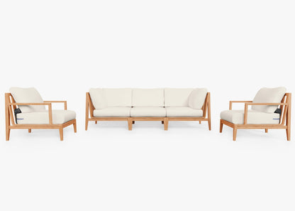 Canapé d'extérieur en teck avec fauteuils - 5 places